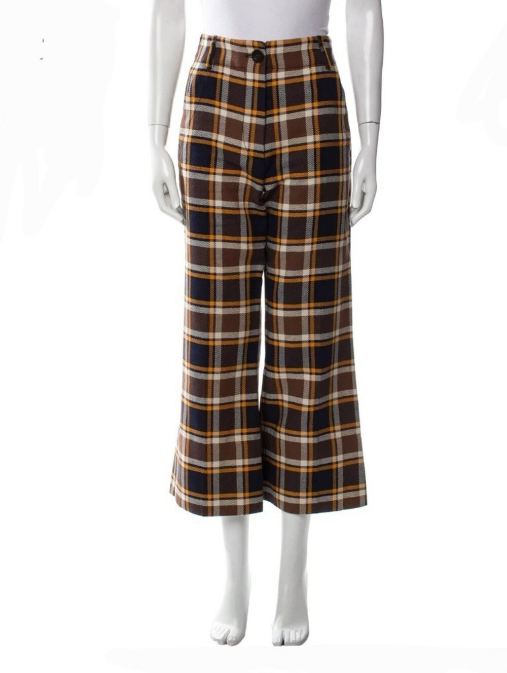 Lee Mathews Plaid Wide Leg Flare Pants Women's  US 2-4 Small Acadamia